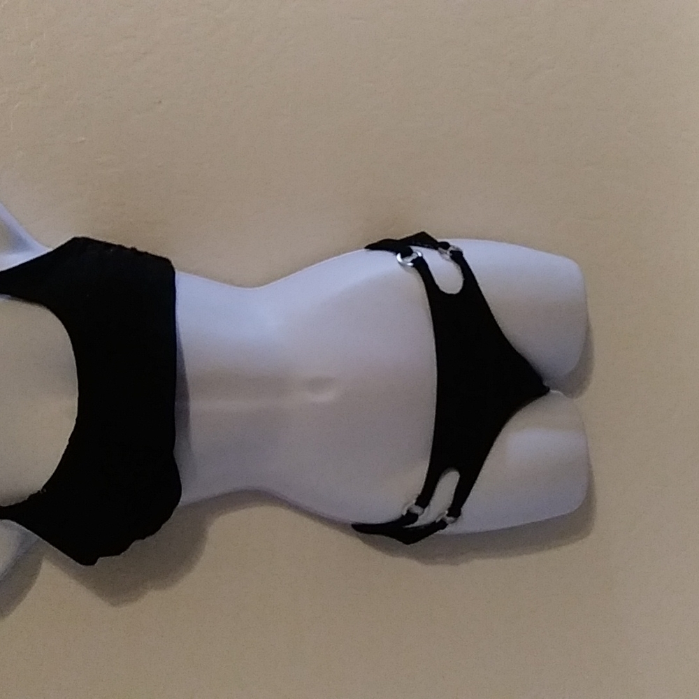 NWOT BEBE Black Sparkle Bikini Top and Bottom Size M
